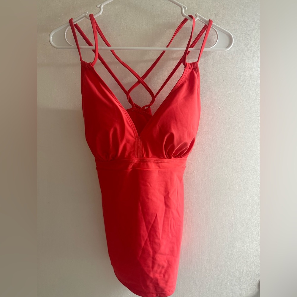 Bold Red Strappy Tankini Top
